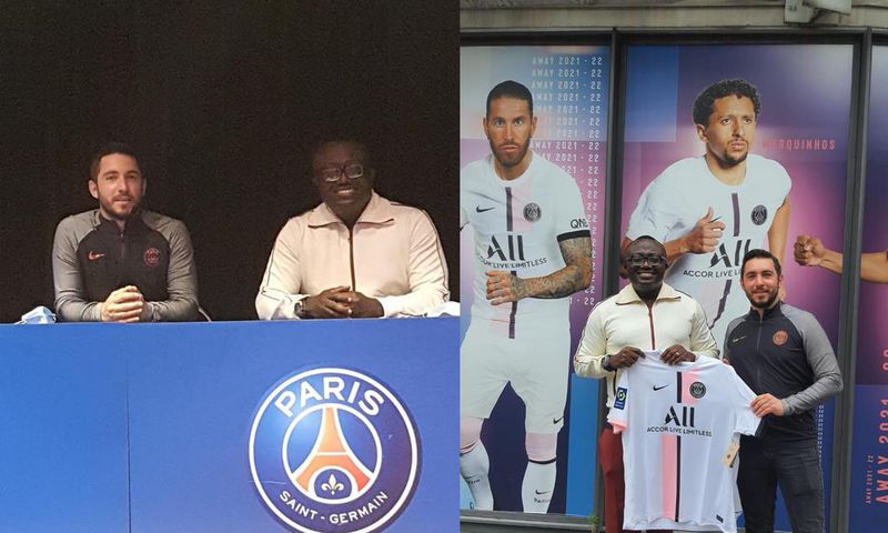 Photos: Bola Ray meets PSG’s head of logistics during visit to France