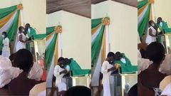 Ghanaians want Reverend Father punished for kissing St Monica's college students  (video)