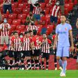 Athletic Bilbao players celebrate after Inigo Martinez put them in front at San Mames