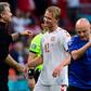 Kasper Hjulmand (L) called Kasper Dolberg (C) a "star striker" after his brace against Wales