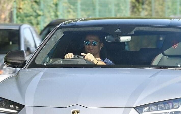 Cristiano Ronaldo in his Lamborghini