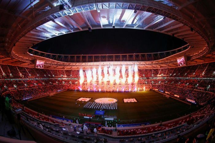 Qatar's Al-Rayyan Stadium, which will host World Cup matches, at the start of the Amir Cup final on December 18, 2020