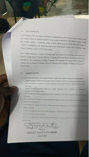 Report on noise nuisance affecting East Legon residents