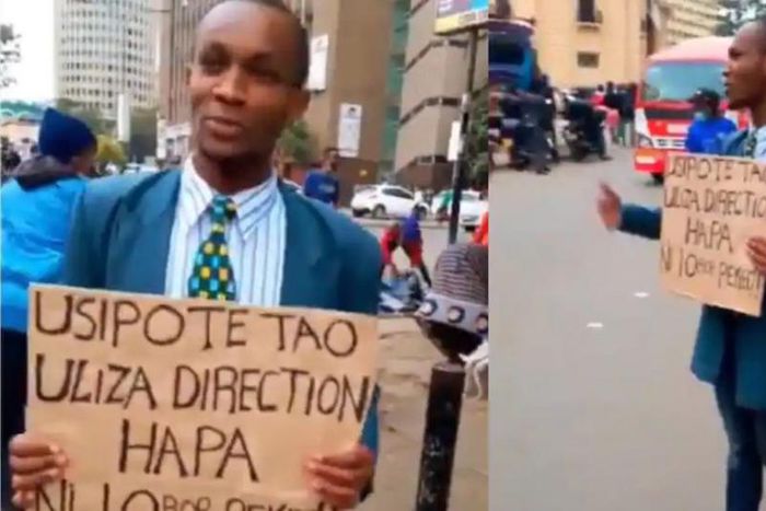 Man who calls himself “Google Map” gives people direction to destinations for a fee