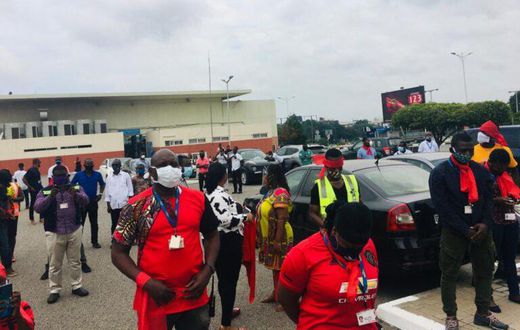 Agitated workers of Ghana Airport Company