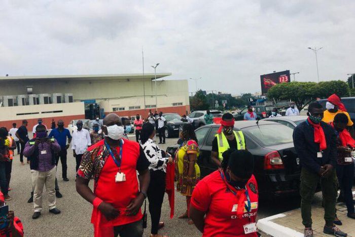 Agitated workers of Ghana Airport Company