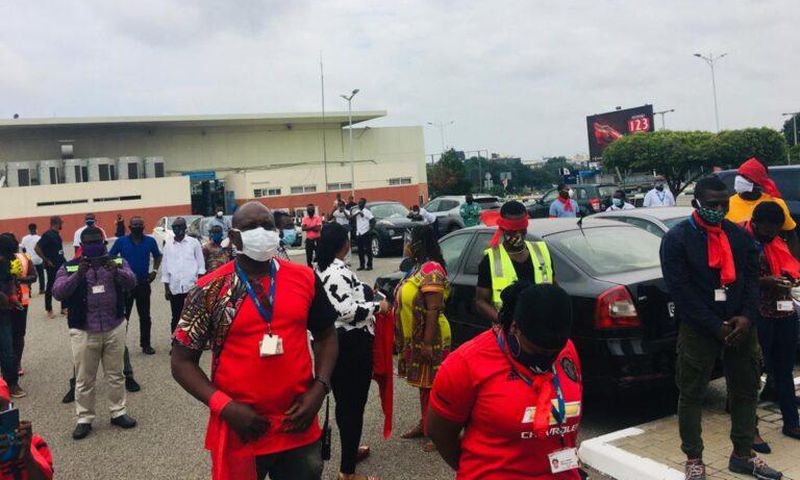 Agitated workers of Ghana Airport Company