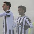 Alvaro Morata (L) and Juan Cuadrado ensured Juventus won at Bologna