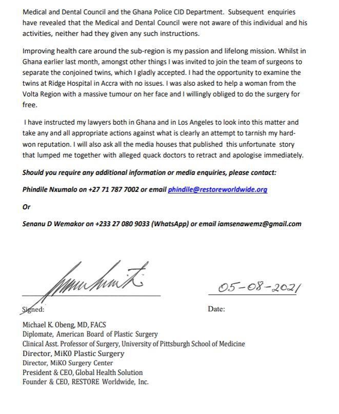 “Retract & apologise immediately” - Dr Michael Obeng threatens legal action over quack doctor tag