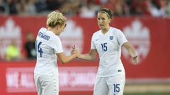 Casey Stoney (right) captained the England women's team