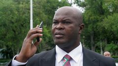 Ronnie Brunswijk - pictured here in 2010 - is Suriname's vice president and both captain and owner of the Inter Moengotapoe football team