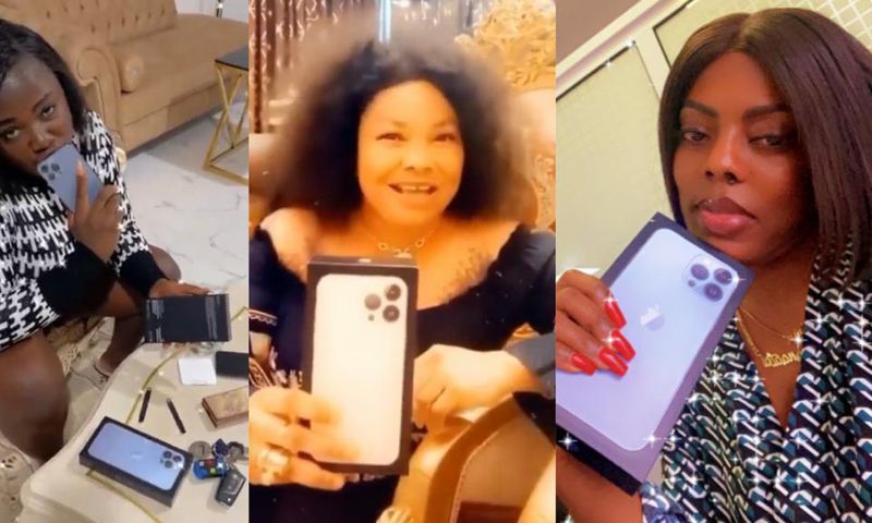 Tracey Boakye, Nana Agradaa and Tracey Boakye flaunt iPhone 13