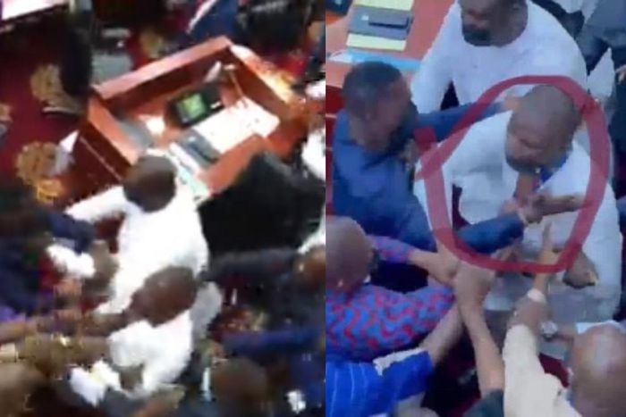 Watch: Sports Minister Mustapha Ussif involved in exchange of blows in Parliament