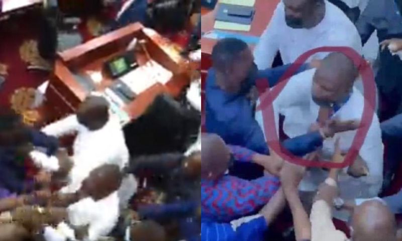 Watch: Sports Minister Mustapha Ussif involved in exchange of blows in Parliament