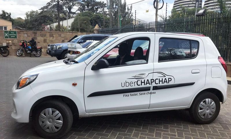 A vehicle of Uber operating taxi is seen at a parking lot in Nairobi, Kenya February 12, 2018.