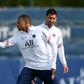 Lionel Messi with Kylian Mbappe. PSG play Club Brugge in their Champions League opener on Wednesday