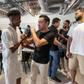 Xavi (third right) saying goodbye to his Al Sadd players on Frday