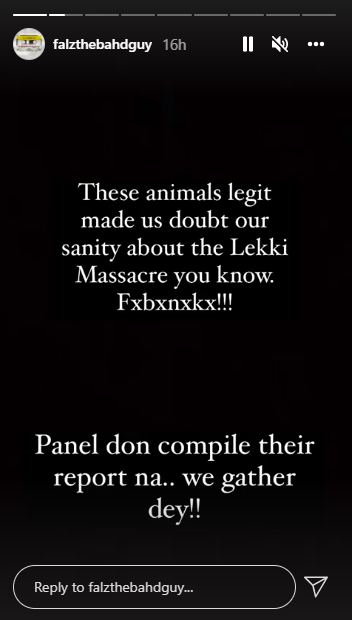 Falz reacts to Lagos panel report indicting Army in Lekki shooting