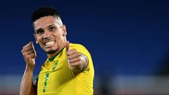 Making a stand: Paulinho makes his gesture at the Olympics