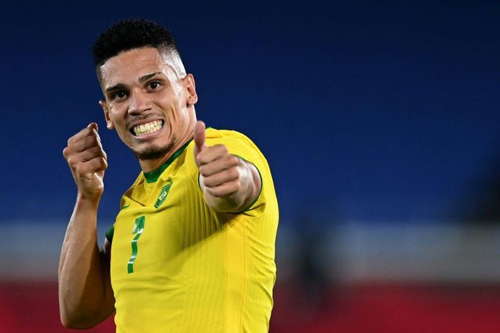 Making a stand: Paulinho makes his gesture at the Olympics