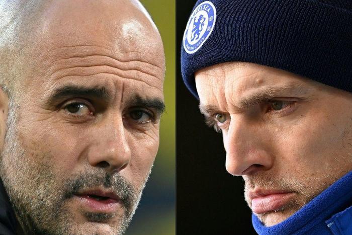 Pep Guardiola (left) is preparing to lock horns with Thomas Tuchel in the Premier League
