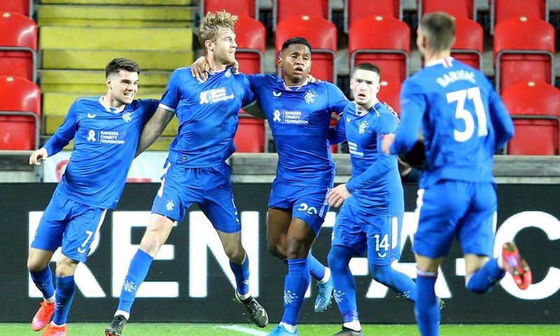 Rangers defender Filip Helander (2nd left)scored the only goal to beat Celtic 1-0 on Sunday