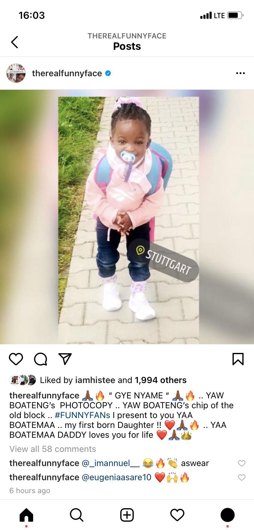 Funny Face’s alleged daughter in Germany