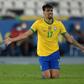 Brazil's Lucas Paqueta celebrates after scoring the only goal in the Copa America semi-final against Peru