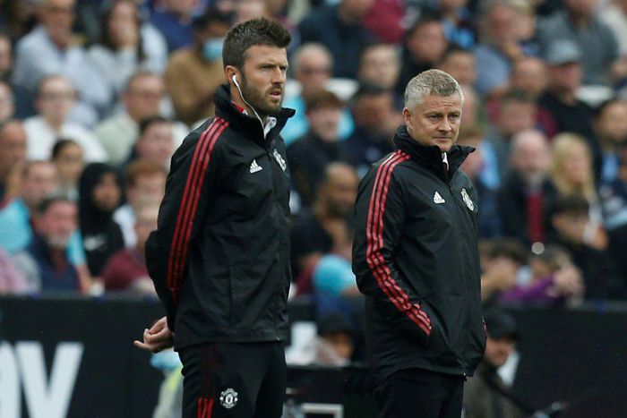 Michael Carrick (left) will take caretaker charge of Manchester United following the sacking of Ole Gunnar Solskjaer