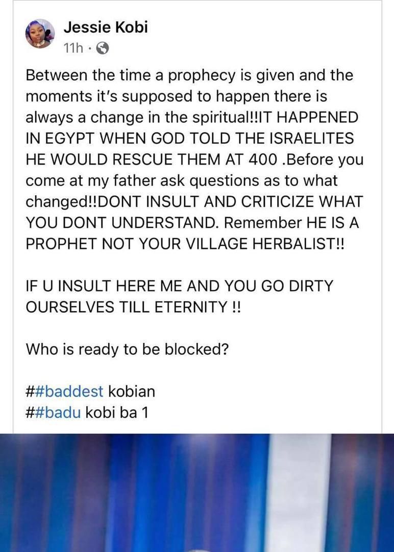 Prophet Badu Kobi’s daughter defends dad