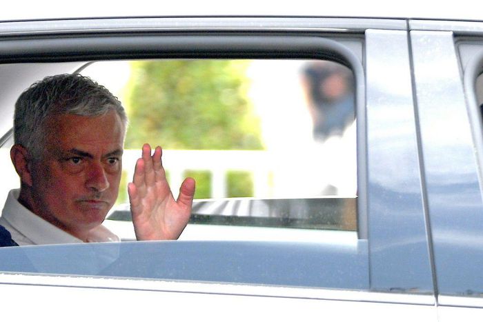Mourinho, who says his new club is a project to "construct," waves from a car after his official presentation as AS Roma coach