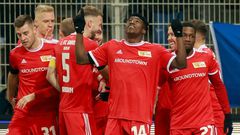 Union Berlin's Nigerian forward Taiwo Awoniyi (C) has been on sizzling form
