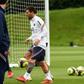 Kylian Mbappe with Lionel Messi at PSG's training session on Thursday