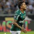 Palmeiras' Dudu celebrates after scoring against Atletico Mineiro during the all-Brazilian Copa Libertadores semifinal in Belo Horizonte