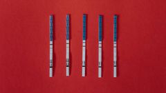 Close-up shot of positive pregnancy test strips [Image: Olia Danilevich]