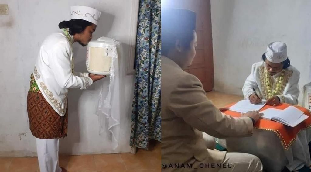 Man marries rice cooker and seals the union at the registry