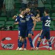 Dani Carvajal (L) celebrates scoring Real Madrid's winning goal at Real Betis