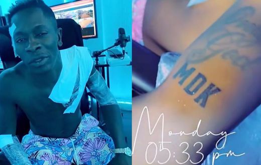 Shatta Wale tattoos Medikal's name on his body (WATCH)