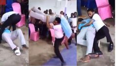 Church members look on as pastor ‘molests’ tall man in church to cast out evil spirit