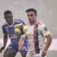 Swiss winger Xherdan Shaqiri (R) made his first appearance for Lyon since joining from Liverpool