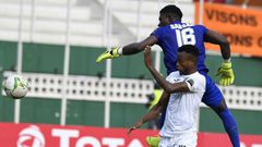 A file picture of Victor Mbaoma (front), who scored for Nigerian club Enyimba in a CAF Confederation Cup play-offs victory over Libyan visitors Al Ittihad on Sunday.