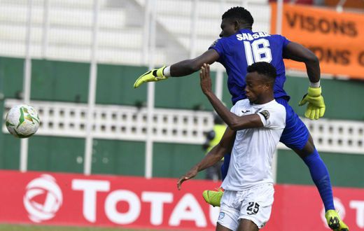 A file picture of Victor Mbaoma (front), who scored for Nigerian club Enyimba in a CAF Confederation Cup play-offs victory over Libyan visitors Al Ittihad on Sunday.