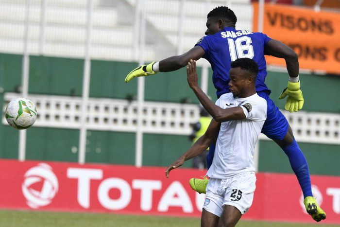 A file picture of Victor Mbaoma (front), who scored for Nigerian club Enyimba in a CAF Confederation Cup play-offs victory over Libyan visitors Al Ittihad on Sunday.
