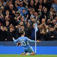 Manchester City's Jack Grealish celebrates scoring against Leipzig