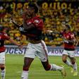 Flamengo striker Bruno Henrique celebrates after scoring against Ecuador's Barcelona to help fire the Brazilians into the Copa Libertadores final on Wednesday