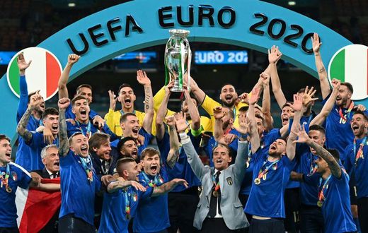 Italy captain Chiellini raises the European Championship trophy