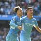 Rodrigo (right) scored Manchester City's fourth goal as they thrashed Arsenal