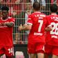 Union Berlin's Nigerian striker Taiwo Awoniyi (C) celebrates his goal on Sunday