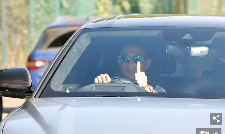 Cristiano Ronaldo in his Lamborghini