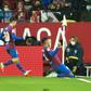 Barcelona defender Ronald Araujo (C) celebrates scoring the equaliser against Sevilla.